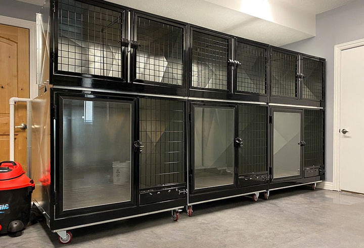 K9 Kennel Store Quick N Clean Jumbo Bottom+Top Galvanized Cage Banks - 6 or 9 Units - Cage Banks by K9 Kennel Store