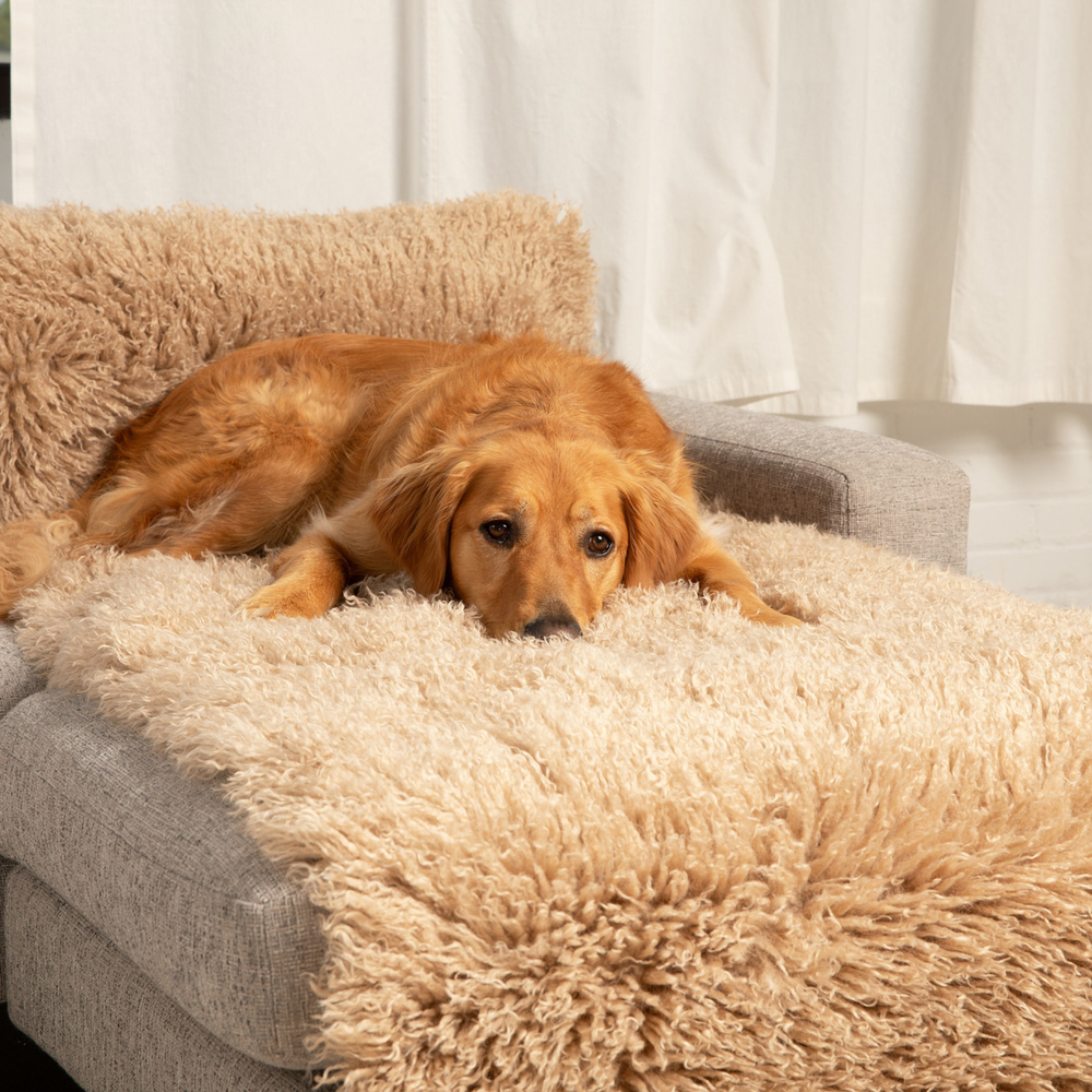 PupProtector™ Luxe Waterproof Bed Runner - Plush Sheep Tan - - Dog Blanket by Paw.com