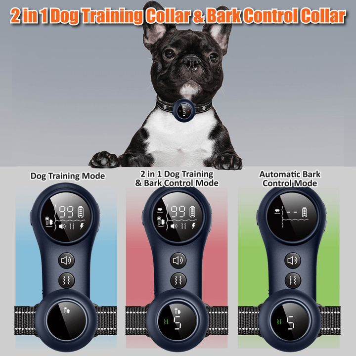 NeoAlly 2-in-1 Dog Training & Bark Control Collar | Automatic Barking Detection, Remote Shock, 5-150lbs Dogs | Rechargeable, Waterproof - - by Neoallypets