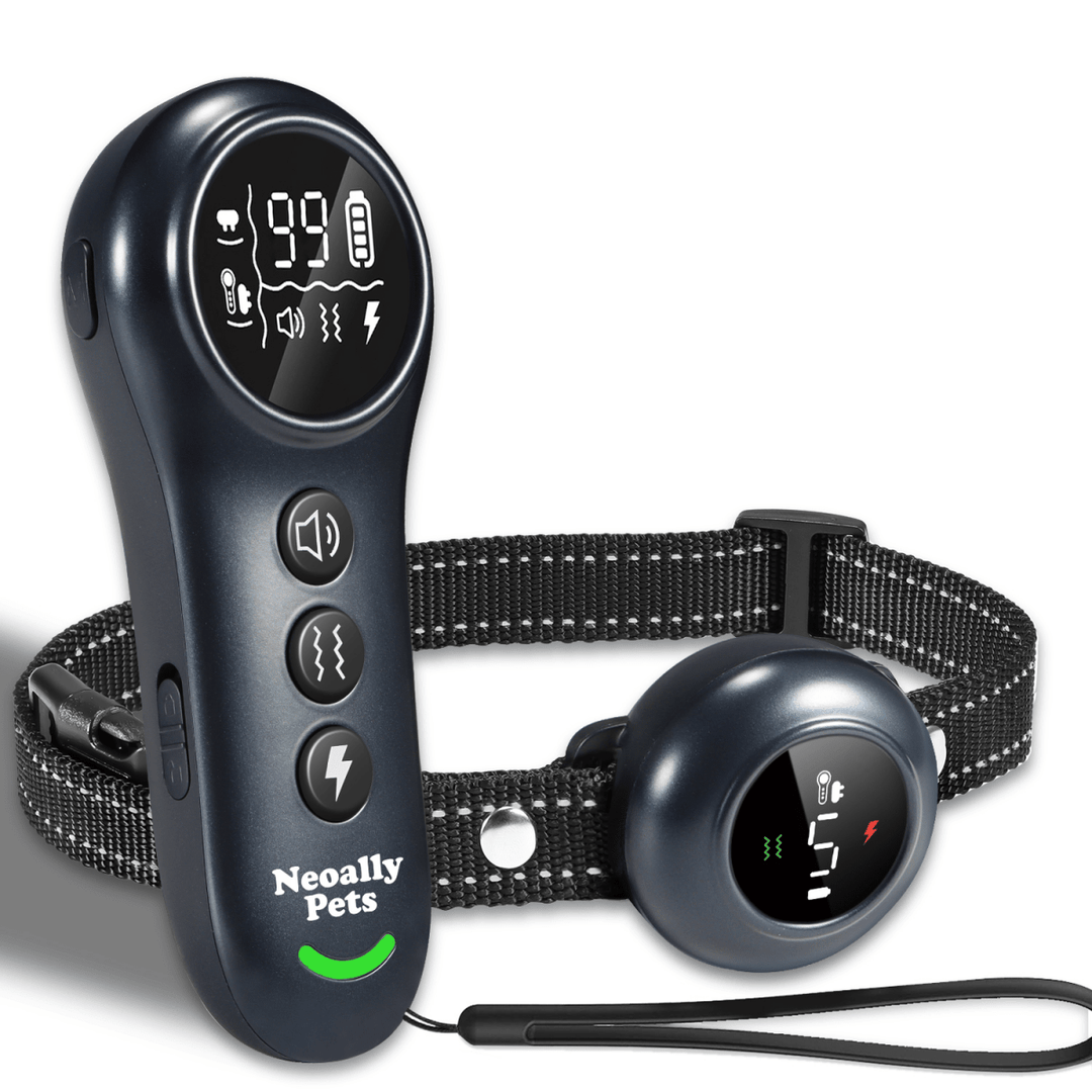 NeoAlly 2-in-1 Dog Training & Bark Control Collar | Automatic Barking Detection, Remote Shock, 5-150lbs Dogs | Rechargeable, Waterproof - Black - by Neoallypets
