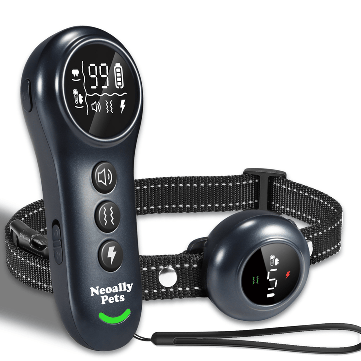 NeoAlly 2-in-1 Dog Training & Bark Control Collar | Automatic Barking Detection, Remote Shock, 5-150lbs Dogs | Rechargeable, Waterproof - Black - by Neoallypets