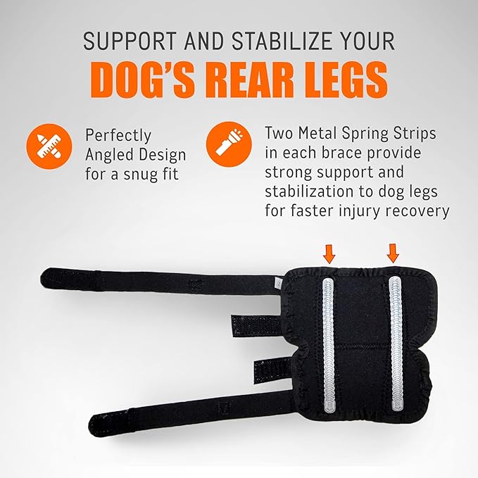 NeoAlly Dog Rear Leg Hock Brace with Metal Spring Strips for Large Dogs [Long Version] (Pair) - - by Neoallypets