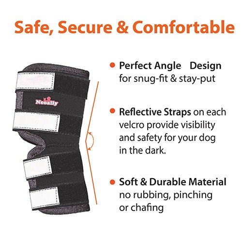 NeoAlly Dog Rear Leg Hock Brace with Safety Reflective Straps for Large Dogs [Long Version] - - by Neoallypets