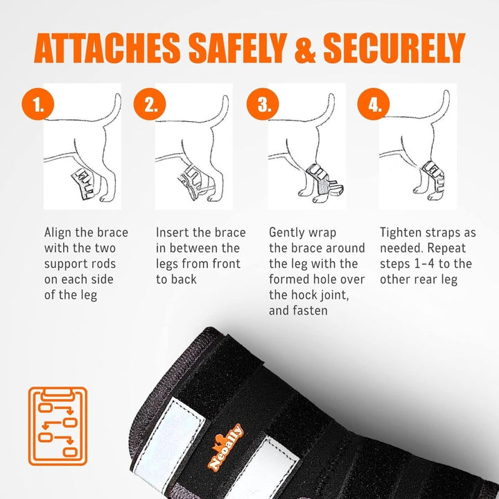 NeoAlly Dog Rear Leg Hock Brace with Safety Reflective Straps for Large Dogs [Long Version] - - by Neoallypets