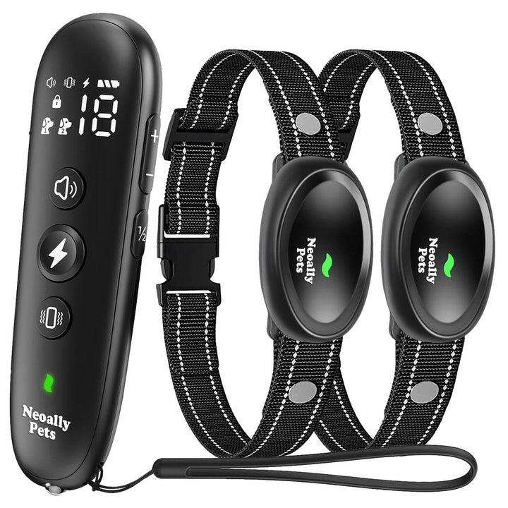 NeoAlly Remote Dog Training Collar for 8-150lbs Dogs | Rechargeable, Waterproof, 3 Training Modes, Security Lock, LED Anti-Lost Lights - 2 Collars - by Neoallypets