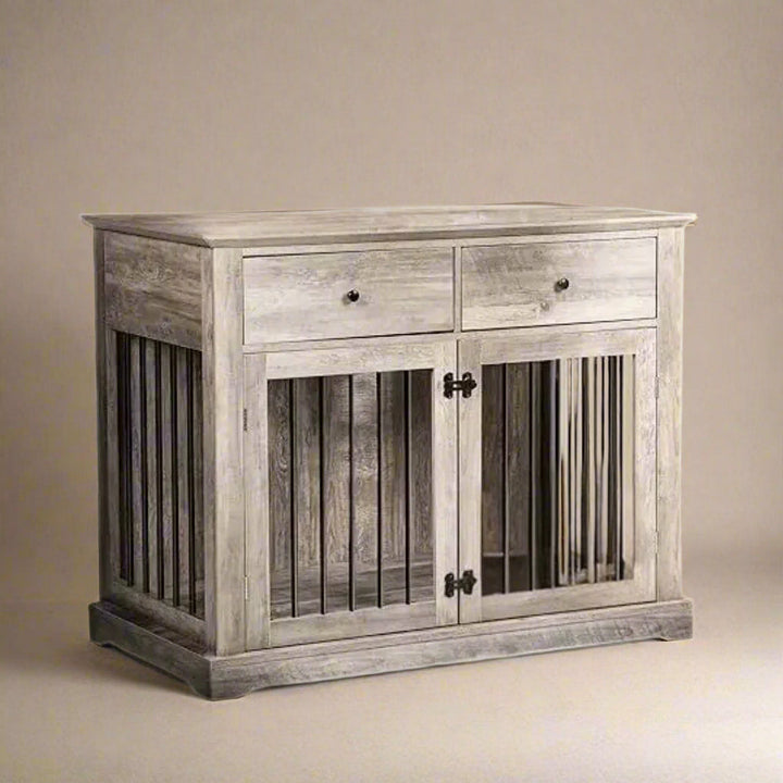 OnePaw LYRA Wooden Dog Crate with Storage - Gray - Furniture Crate by OnePaw Dog Company