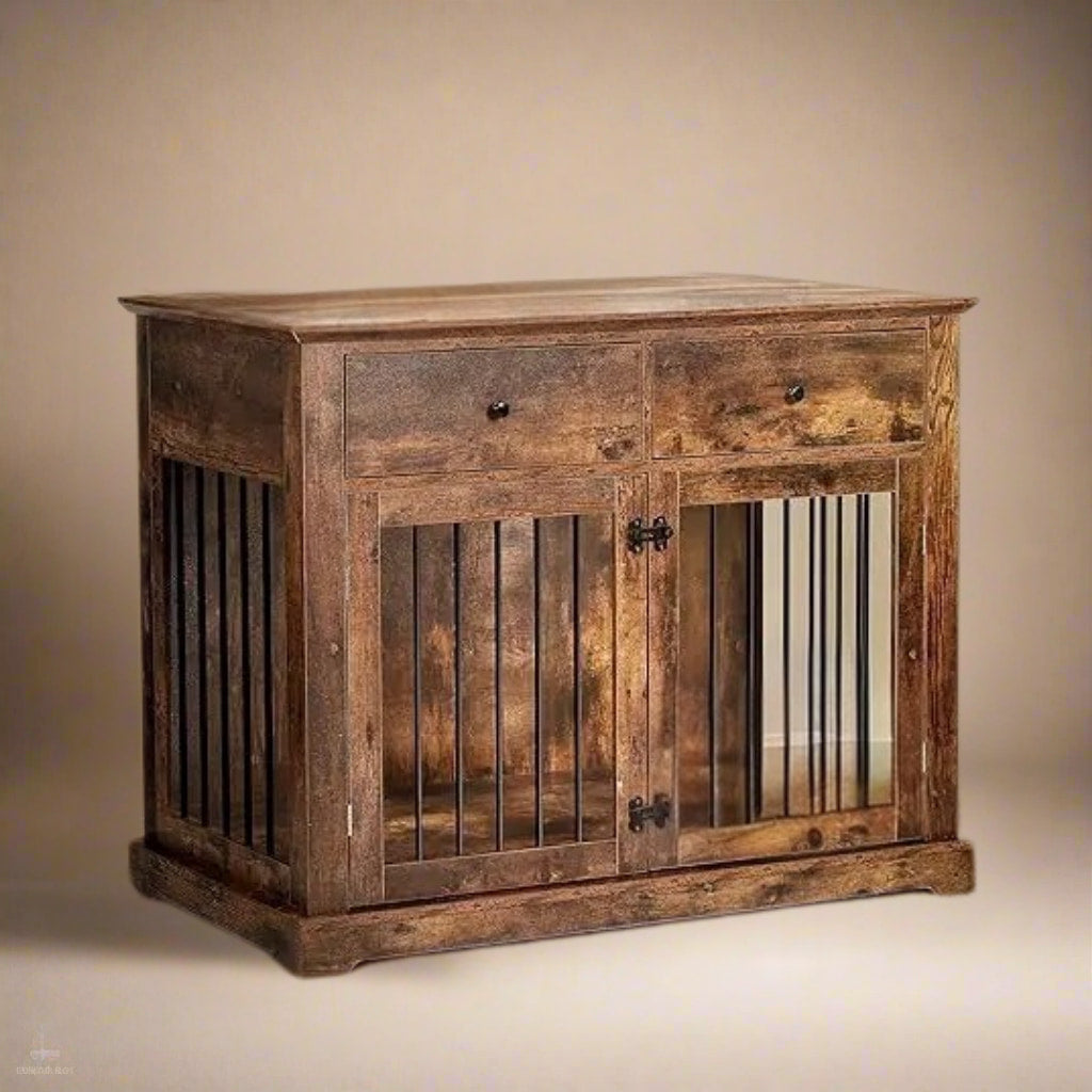 OnePaw LYRA Wooden Dog Crate with Storage - Brown - Furniture Crate by OnePaw Dog Company