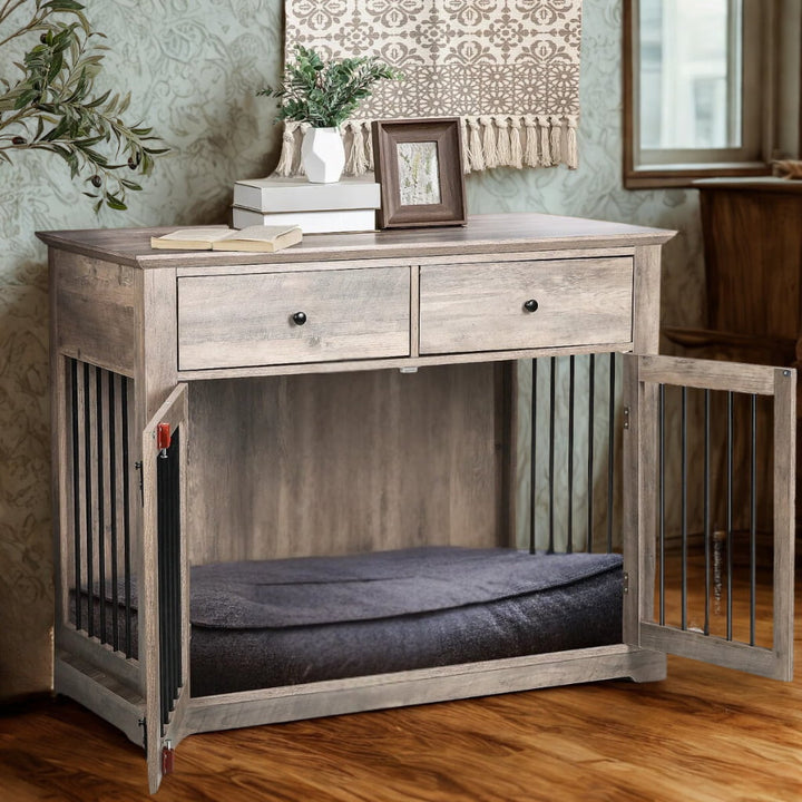 OnePaw LYRA Wooden Dog Crate with Storage - - Furniture Crate by OnePaw Dog Company