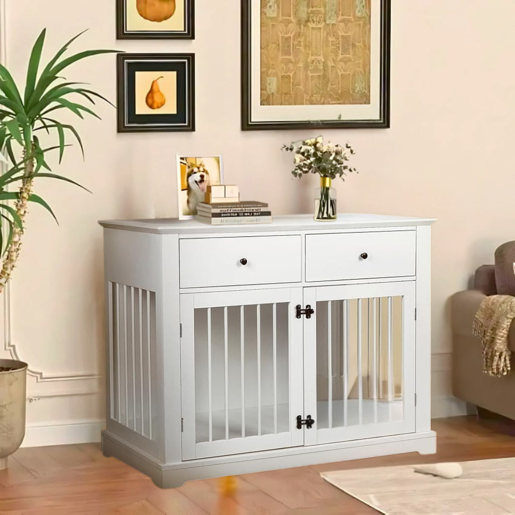 OnePaw LYRA Wooden Dog Crate with Storage - - Furniture Crate by OnePaw Dog Company