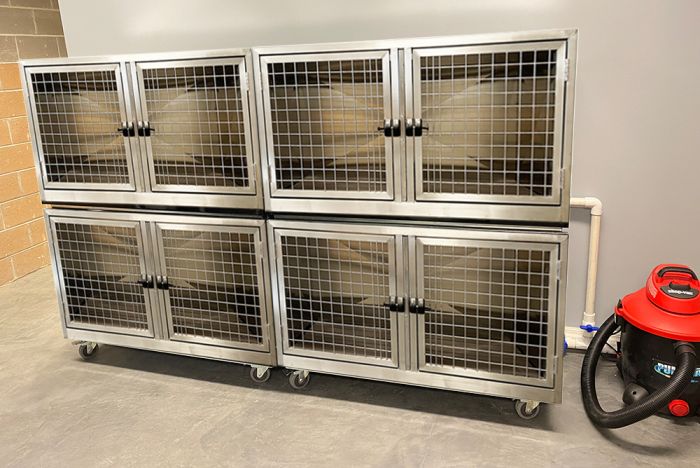 K9 Kennel Store Quick N Clean Stainless Steel Cage Bank - 4 or 8 Units - Cage Banks by K9 Kennel Store