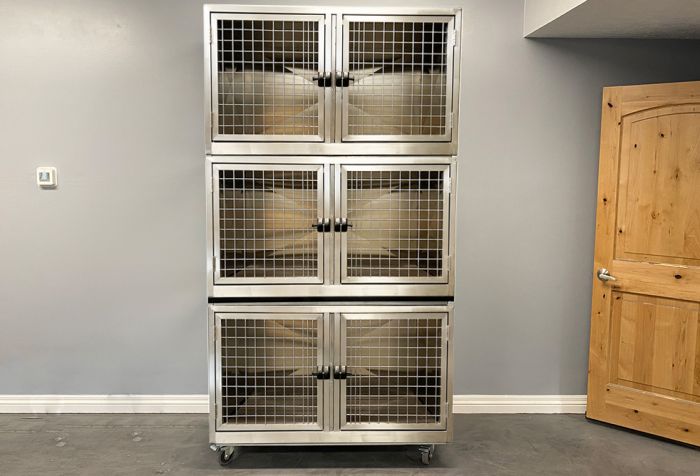 K9 Kennel Store Quick N Clean Stainless Steel Cage Bank - 3 or 6 Units - Cage Banks by K9 Kennel Store