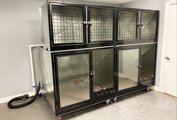 K9 Kennel Store Quick N Clean Jumbo Bottom+Top Galvanized Cage Banks - 4 or 6 Units - Cage Banks by K9 Kennel Store