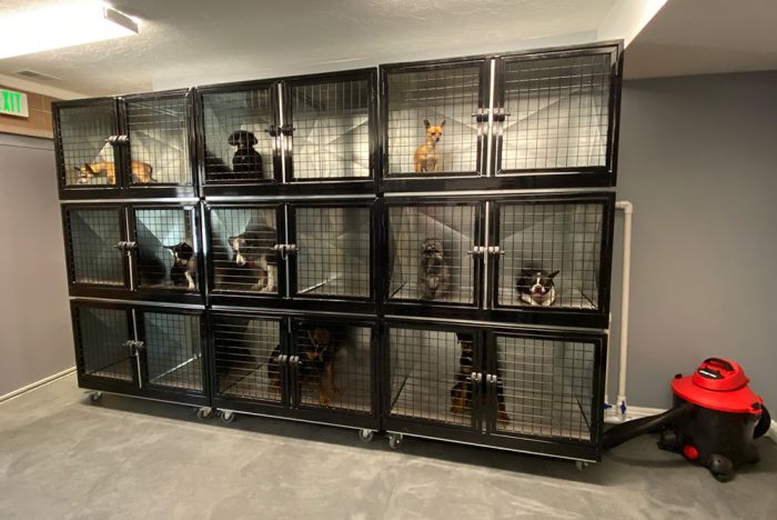 K9 Kennel Store Quick N Clean Galvanized Cage Banks - 9 or 18 Units - Cage Banks by K9 Kennel Store