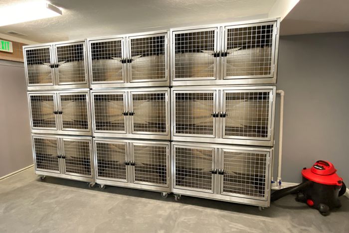K9 Kennel Store Quick N Clean Stainless Steel Cage Bank - 9 or 18 Units - Cage Banks by K9 Kennel Store