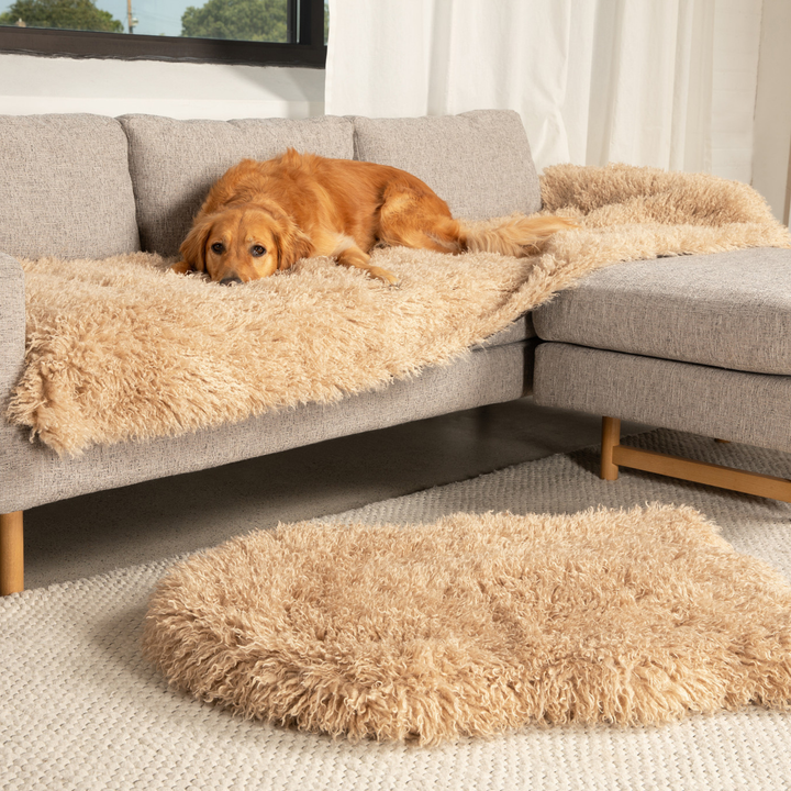 PupProtector™ Luxe Waterproof Bed Runner - Plush Sheep Tan - - Dog Blanket by Paw.com