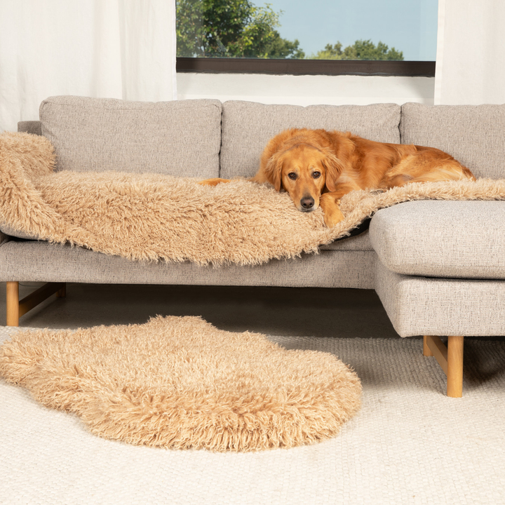 PupProtector™ Luxe Waterproof Bed Runner - Plush Sheep Tan - - Dog Blanket by Paw.com