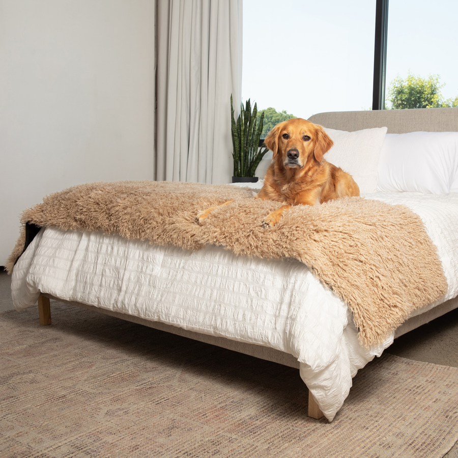 PupProtector™ Luxe Waterproof Bed Runner - Plush Sheep Tan - - Dog Blanket by Paw.com