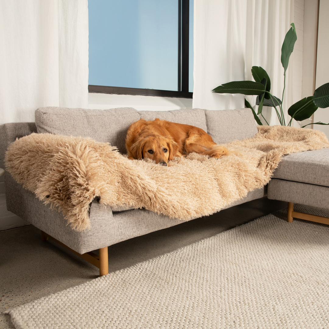 PupProtector™ Luxe Waterproof Bed Runner - Plush Sheep Tan - - Dog Blanket by Paw.com