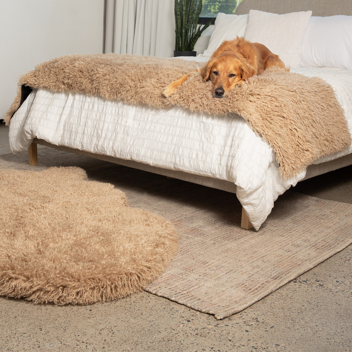 PupProtector™ Luxe Waterproof Bed Runner - Plush Sheep Tan - - Dog Blanket by Paw.com