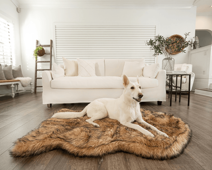 PupRug by Paw.com® Faux Fur Orthopedic Dog Bed - Curve Sable Tan - Giant (60" L x 35" W) - Dog Beds by Paw.com