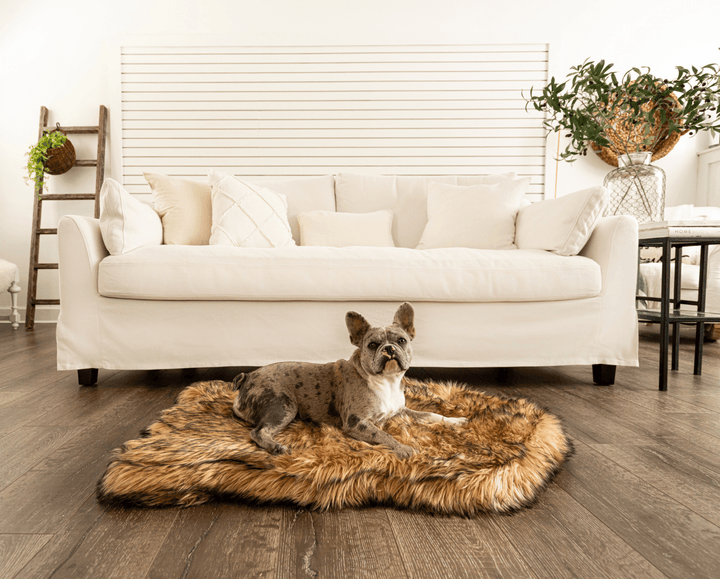 PupRug by Paw.com® Faux Fur Orthopedic Dog Bed - Curve Sable Tan - Medium (40" L x 25" W) - Dog Beds by Paw.com