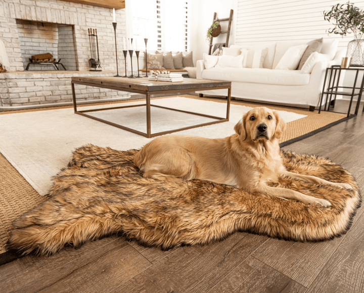 PupRug by Paw.com® Faux Fur Orthopedic Dog Bed - Curve Sable Tan - - Dog Beds by Paw.com
