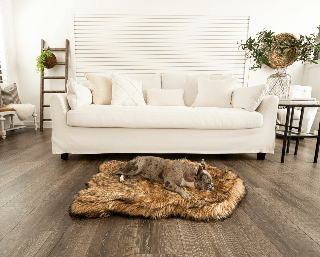 PupRug by Paw.com® Faux Fur Orthopedic Dog Bed - Curve Sable Tan - - Dog Beds by Paw.com