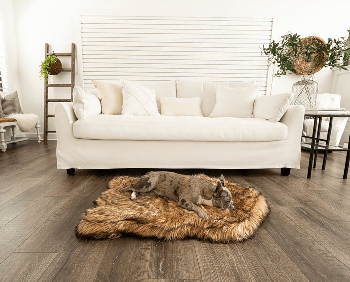 PupRug by Paw.com® Faux Fur Orthopedic Dog Bed - Curve Sable Tan - - Dog Beds by Paw.com