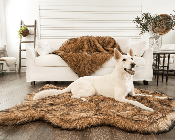 PupRug by Paw.com® Faux Fur Orthopedic Dog Bed - Curve Sable Tan - - Dog Beds by Paw.com