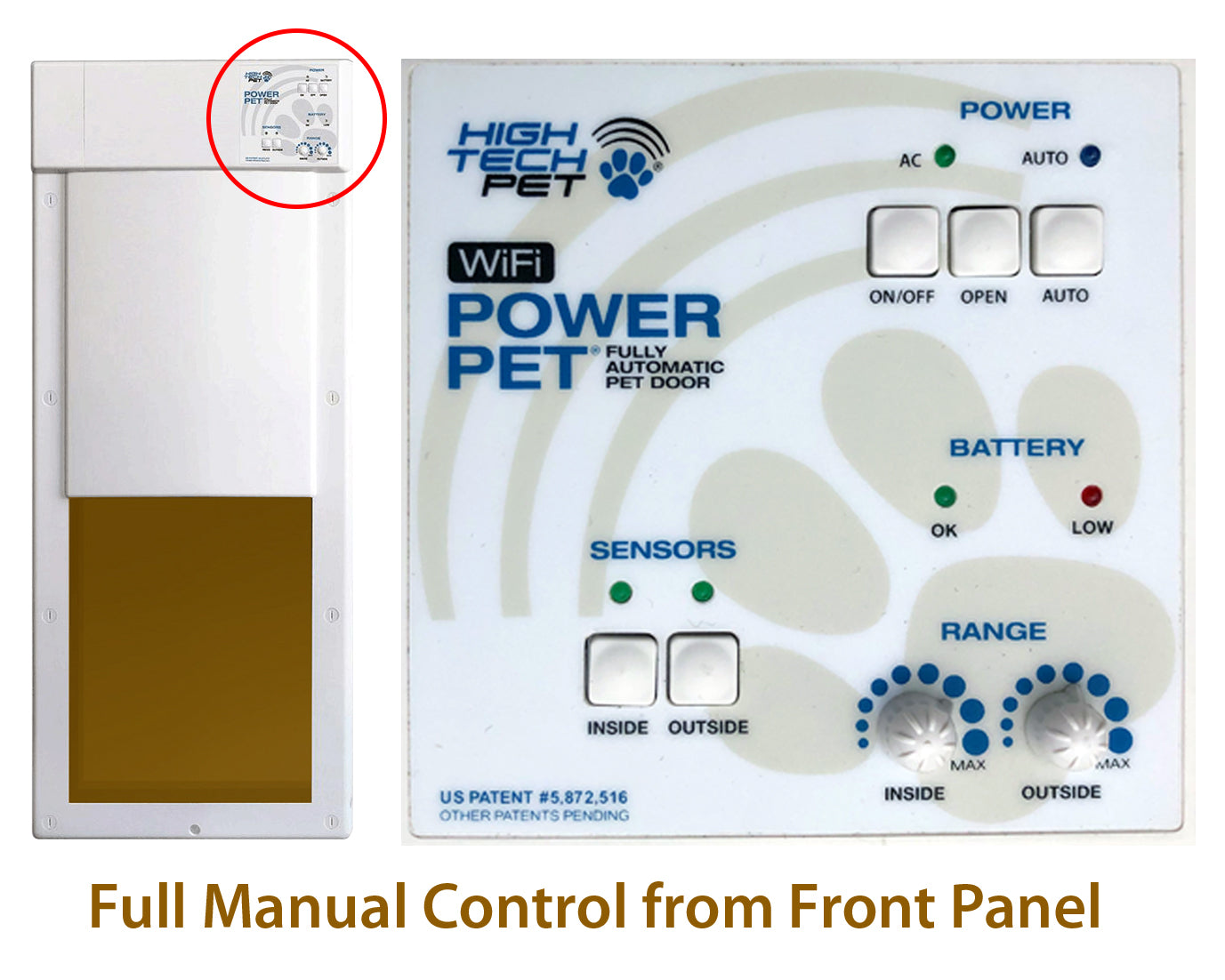 High Tech Pet WiFi Controlled Power Pet Door - Medium