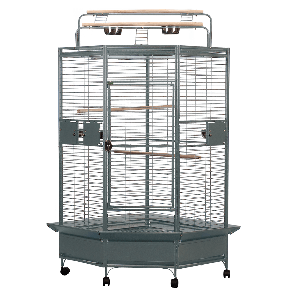 A&E Large Corner Bird Cage - Platinum - Bird cages by A&E