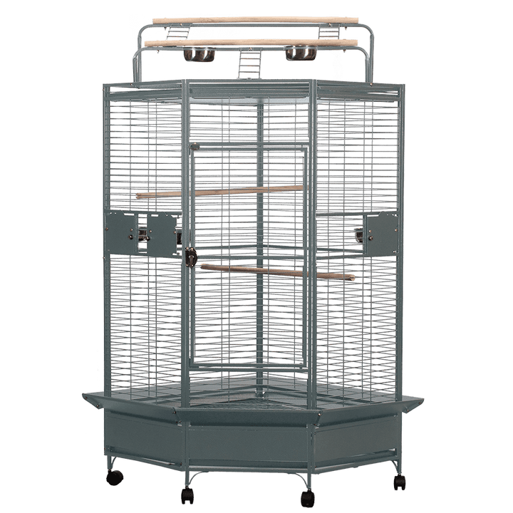 A&E Large Corner Bird Cage - Platinum - Bird cages by A&E