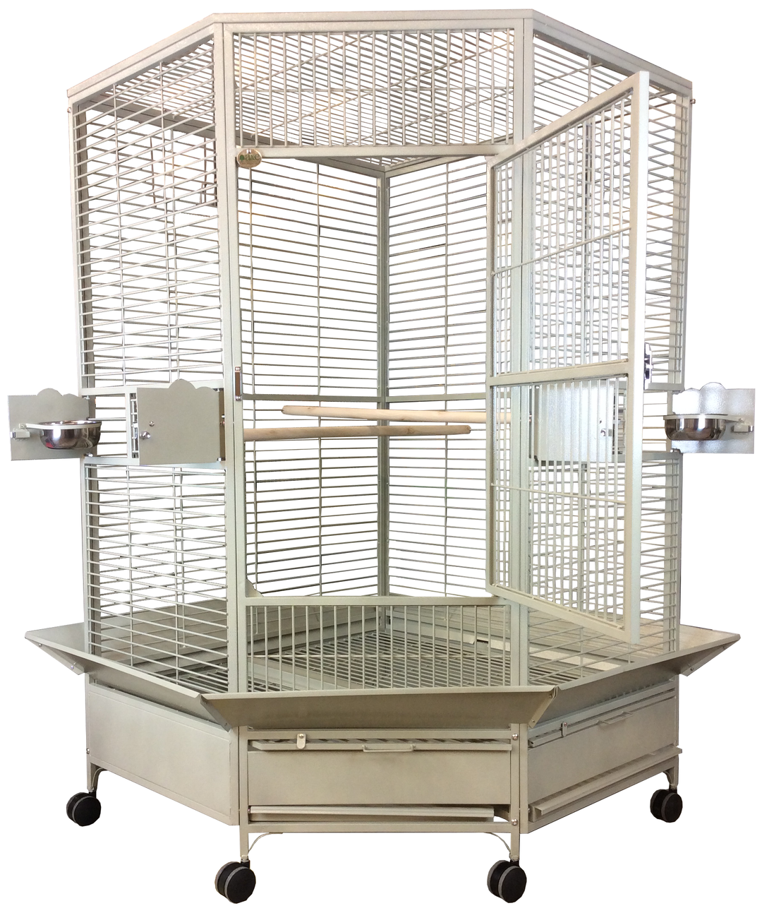A&E Extra-Large Corner Bird Cage - Platinum - Bird cages by A&E
