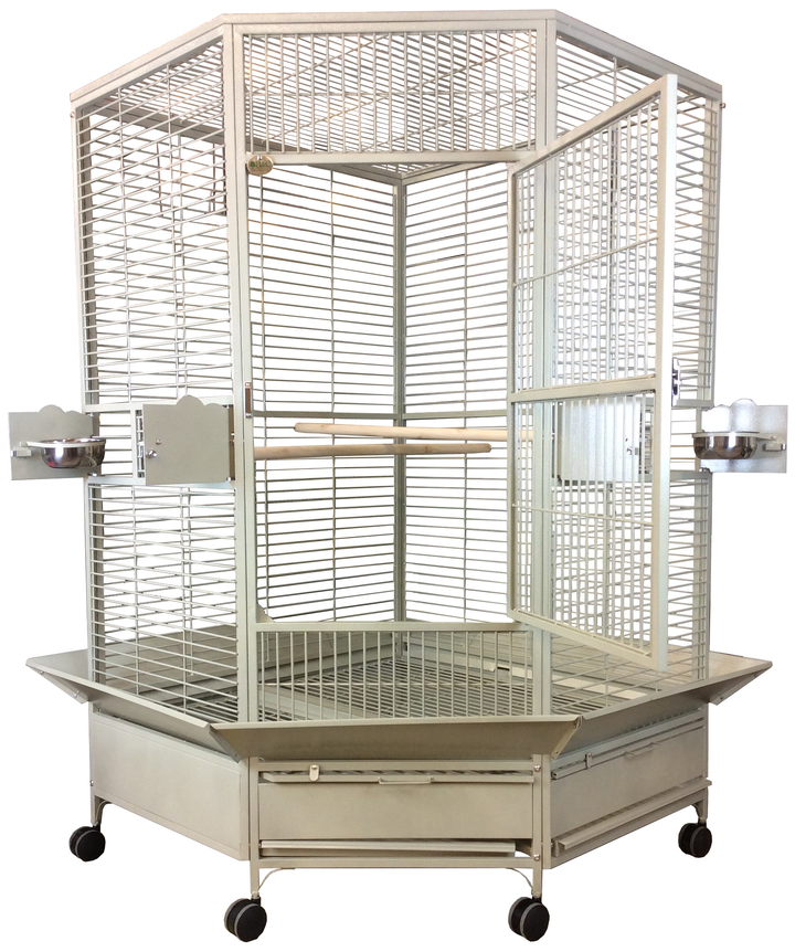 A&E Extra-Large Corner Bird Cage - Platinum - Bird cages by A&E